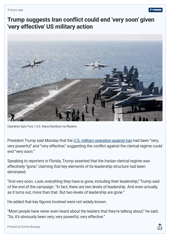 2026 03 09 Fox Trump Iran