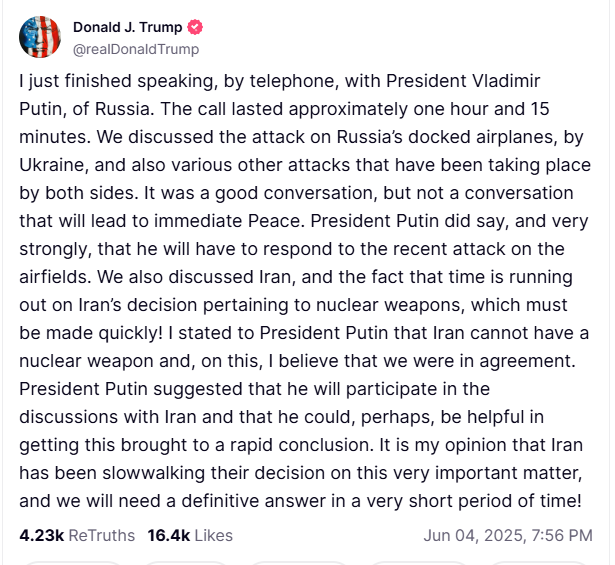 2025 06 04 TS Trump Putin