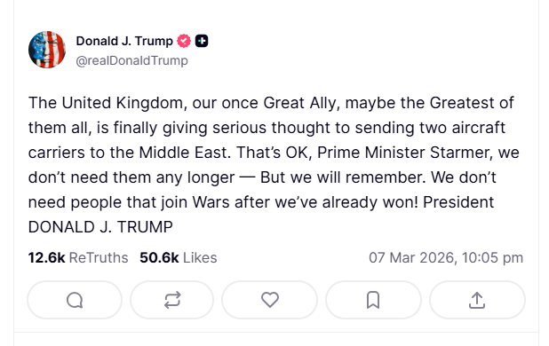 2026 03 09 TS Trump UK Iran