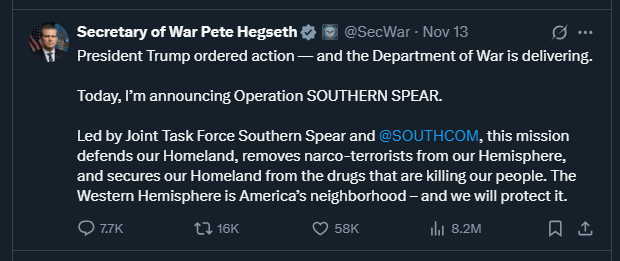 2025 11 13 X SecretaryOfWar