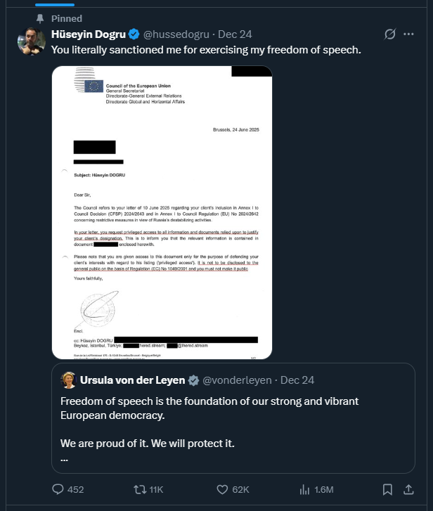 2025 12 24 X Hüseyin Doğru EU sanction
